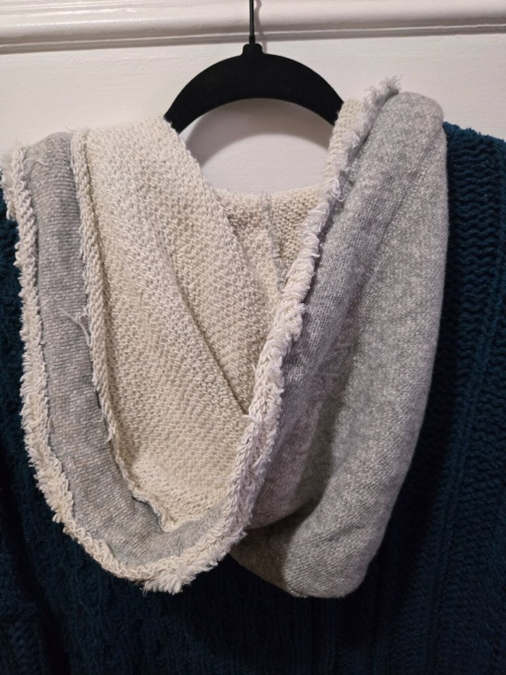 Free People Hooded Chunky Knit Sweater Small Boho Oversized Cable Knit - Picture 6 of 7